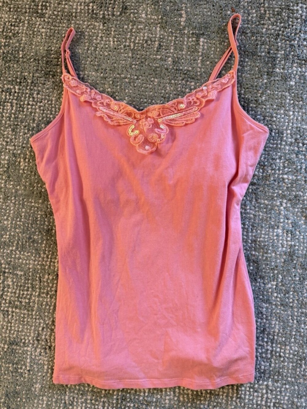 Vintage Y2K Fairy pink cami sequins embellished trim Reflessi XL coquette
